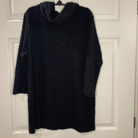 Peck & Peck Cowl Neck Textured Tunic Top Women's Size XL Black Rayon 3/4 Sleeves - Picture 10 of 11